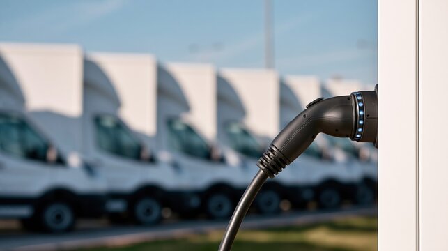 Electric vehicle charging cable plugged into station with