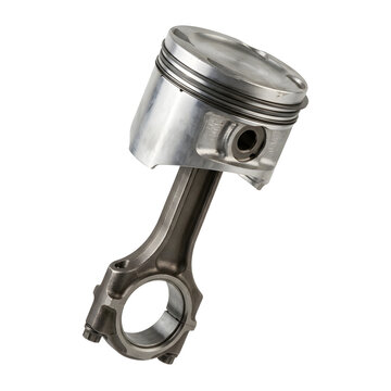 Engine piston with connecting rod isolated on transparent background