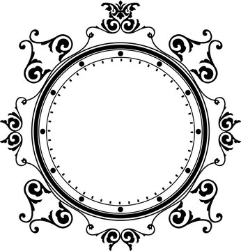 Luxury Black Vintage Ornate Circular Frame Isolated Design on White Background. Design print for Greeting, Invitation, Book Cover, and Wall Mirror. 10
