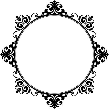 Luxury Black Vintage Ornate Circular Frame Isolated Design on White Background. Design print for Greeting, Invitation, Book Cover, and Wall Mirror. 12
