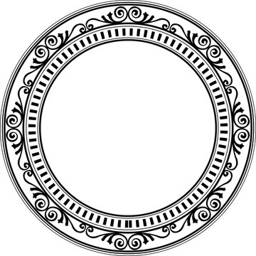 Luxury Black Vintage Ornate Circular Frame Isolated Design on White Background. Design print for Greeting, Invitation, Book Cover, and Wall Mirror. 20
