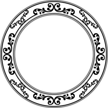 Luxury Black Vintage Ornate Circular Frame Isolated Design on White Background. Design print for Greeting, Invitation, Book Cover, and Wall Mirror. 24
