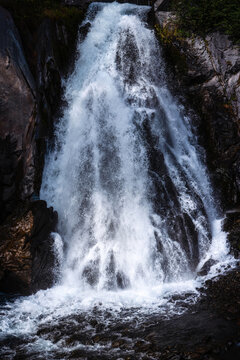 Lowell Creek Waterfall in Seward, the gateway to the Kenai Peninsula, Alaska, USA