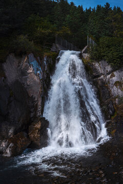 Lowell Creek Waterfall in Seward, the gateway to the Kenai Peninsula, Alaska, USA