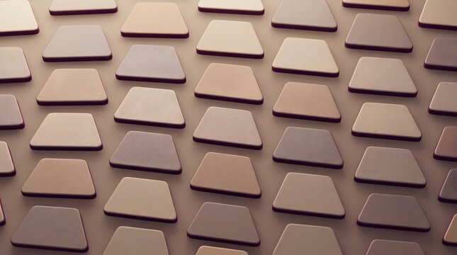 Abstract pattern of trapezoid shapes with beige and brown gradient depth