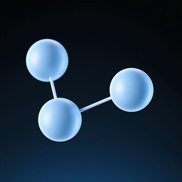 Three connected blue spheres representing a molecule structure