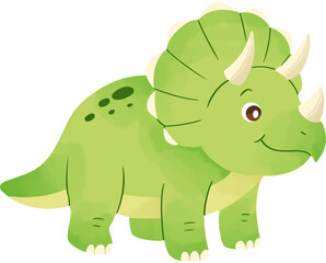 Cute Watercolor Triceratops Dinosaur Illustration for Children Nursery Art and Projects © andika96