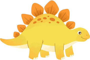 Cute yellow stegosaurus dinosaur illustration for kids educational material © andika96