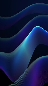 Luminous Blue and Cyan Waves Cascading in a Vertical Seamless Abstract Loop