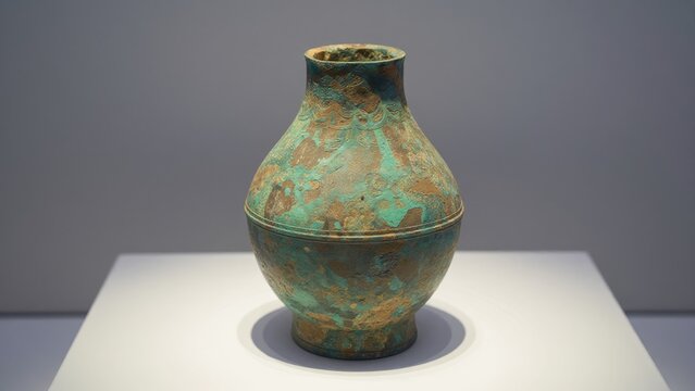 Ancient Bronze Vessel with Beautiful Patina and Unique Shape