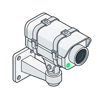 Isometric security camera icon on white background