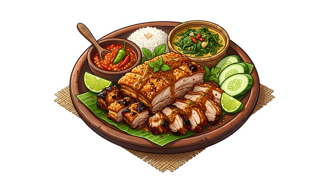 Indonesian Sumatera Utara typical food - BABI PANGGANG KARO (North Sumatra grilled pork or roasted pork)