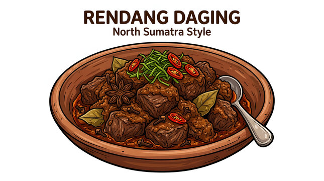Indonesian Sumatera Utara typical food - RENDANG DAGING (beef rendang)