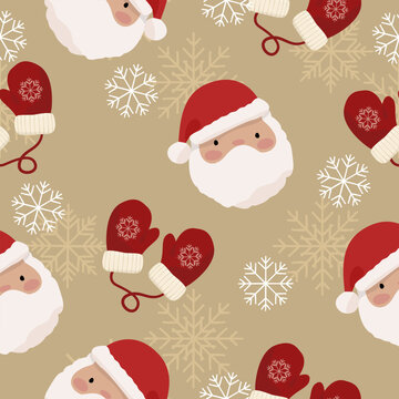 christmas satna and glove,Design for festive holiday to celebrate,christmas and new year ,for fabric,tile,carpet,seamless,print to wallpaper,flannel,scarf,cover book,illustration,decoretion