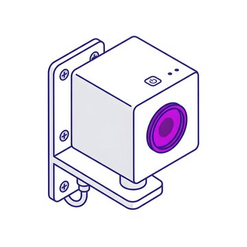 Isometric security camera illustration for surveillance