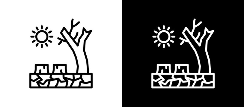 Dry Line Icon On White and Black Backgrounds.   