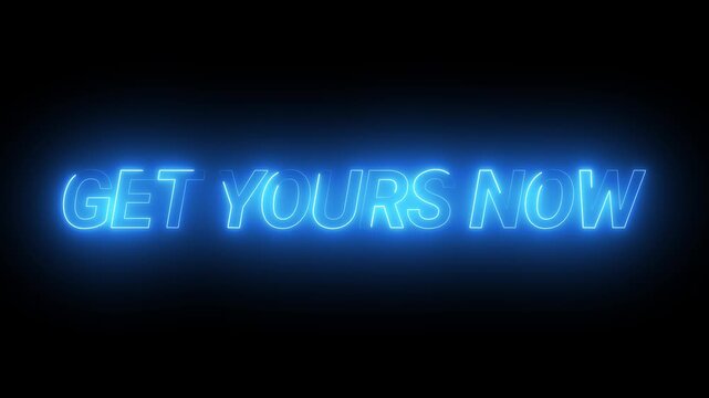 Neon sign displaying urgent call-to-action text for digital marketing campaigns with dark studio background