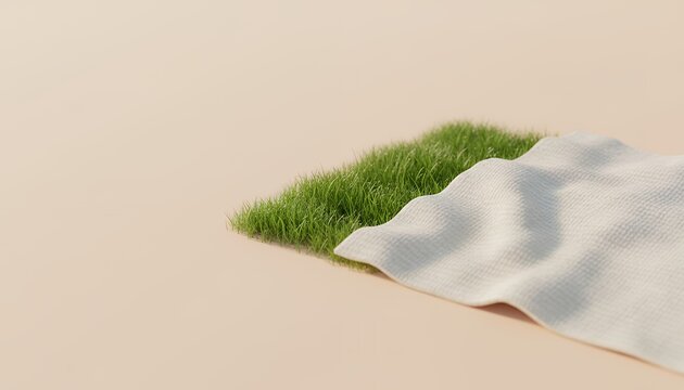 白い布に部分的に覆われた緑の芝生