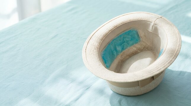 冷却ジェルを内蔵した夏用帽子