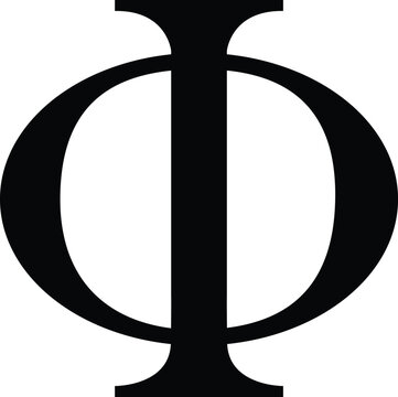 Black phi symbol icon. Phi sign. Greek alphabet letter. flat style.