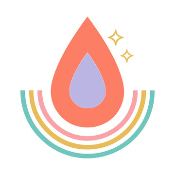 Abstract colorful drop with rainbow and stars