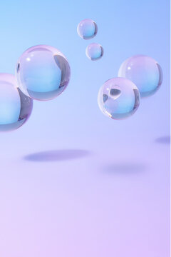soap bubbles on blue background