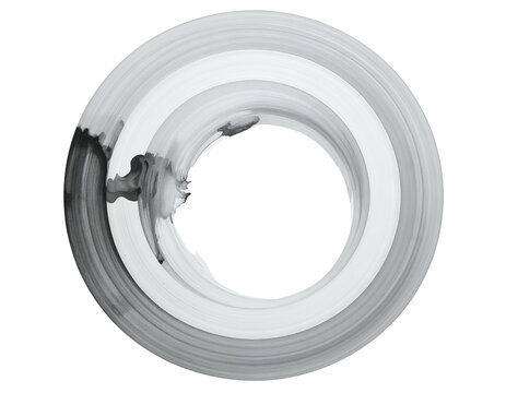 Abstract brush stroke circle with glitch effect, isolated on white