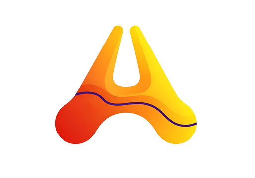 Abstract fluid shape, orange yellow gradient, blue line accent, isolated logo element