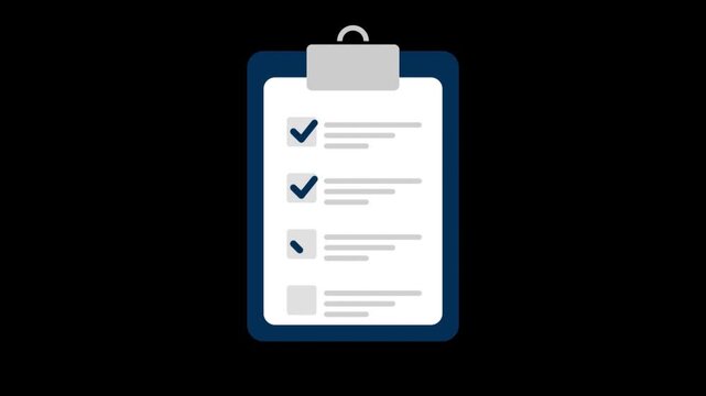 Blue Clipboard Checklist Icon with Checked Marks for Business Productivity