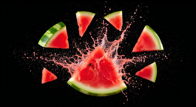 Exploding watermelon a dynamic splash of summer fruit in mid air