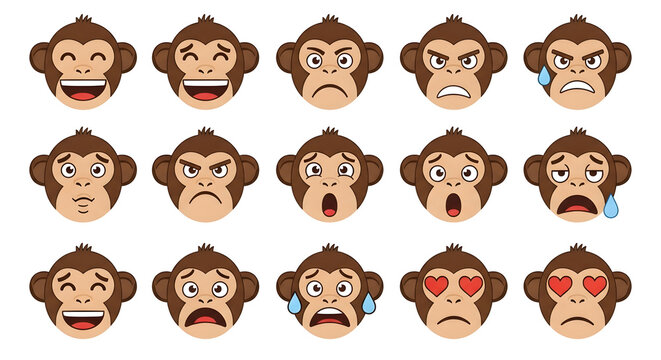 set of funny cartoon faces