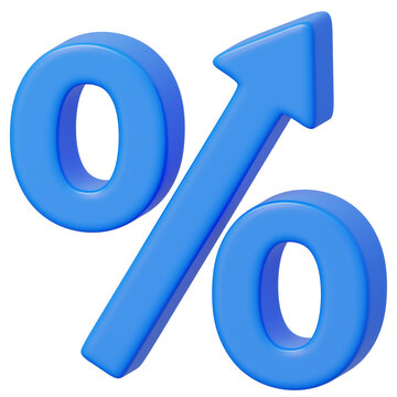 3d blue percentage symbol upward arrow for business growth financial analysis performance tracking