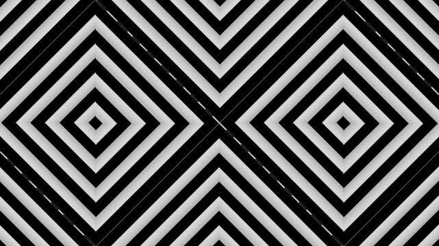 Black and white diamond pattern animation with smooth motion footage