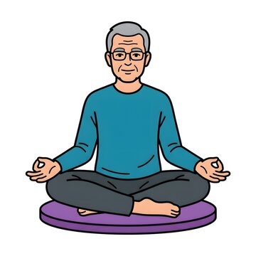 Elderly man practicing meditation in lotus pose