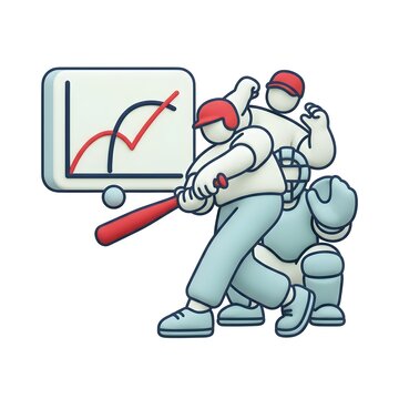 3d baseball batter hitting home run with growth chart background