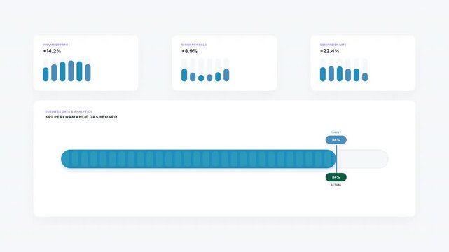 Target Lock KPI Dashboard Vector UI Concept with Performance Speedometer and Analytics Cards