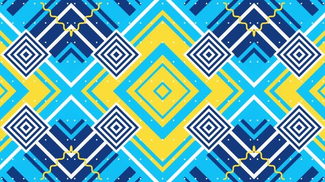 Geometric pattern animation featuring vibrant blue and yellow diamond motion