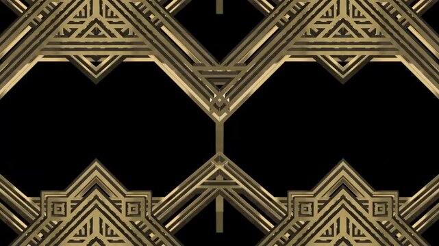 Golden art deco geometric lines animation moving in abstract motion clip