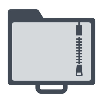 Zipper folder icon representing digital file compression and data security