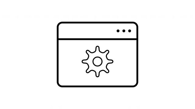 Software Configuration Browser Window Gear Settings Interface Icon Animation on white
