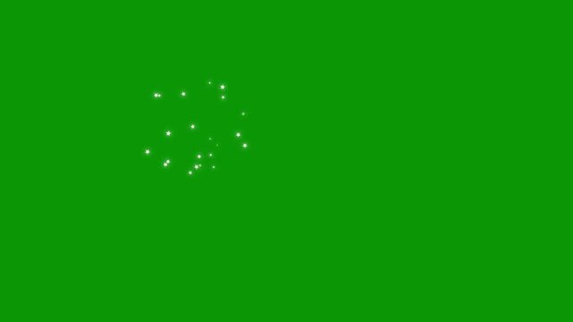 White stars and bokeh lights sparkle glittering burst effect, magic dust particles, glowing fairy sparkle trail, white line burst, green screen video overlay, seamless 4k motion loop