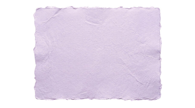 Rough edged lavender paper sheet on white png on isolated transparent background