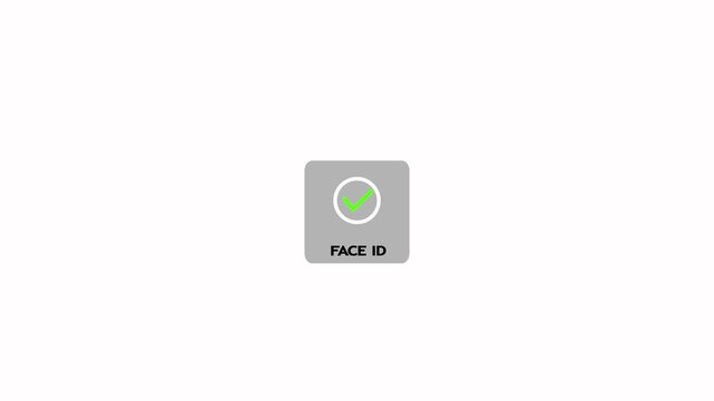 Face recognition system symbol for user authentication interface design Smart security facial scanner button vector icon isolated on background