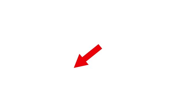 Red Down Left Arrow Icon for Direction and Navigation
Red Diagonal Arrow Pointing Down Left on White Background 4k Video,