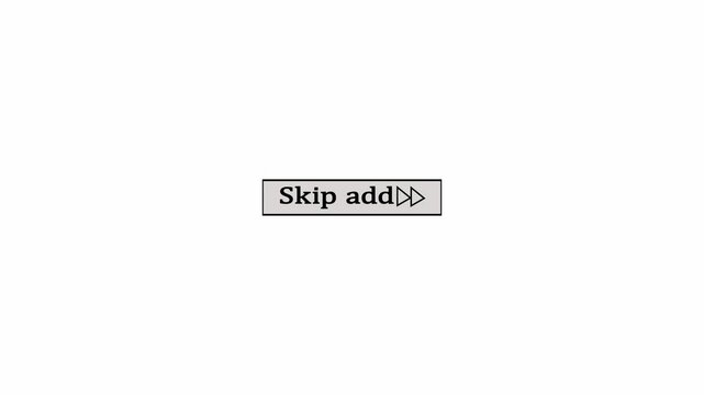 Skip Advertisement Button Motion Graphic for Video Interface
Skip Ad Text with Double Arrow Animated Button 4k Video,