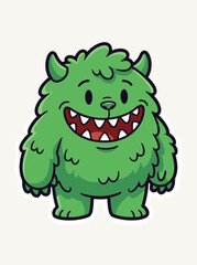 Obraz premium Friendly Green Cartoon Monster Mascot Mockup for Kids Product Branding