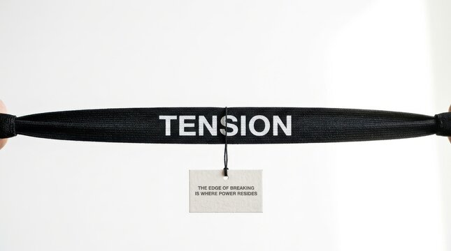 Tension text on dark band with breaking power quote tag