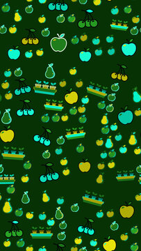 Stylized fruit and seedling pattern