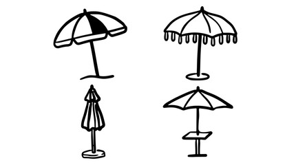 Fototapeta premium Black and white beach umbrella vector sketch