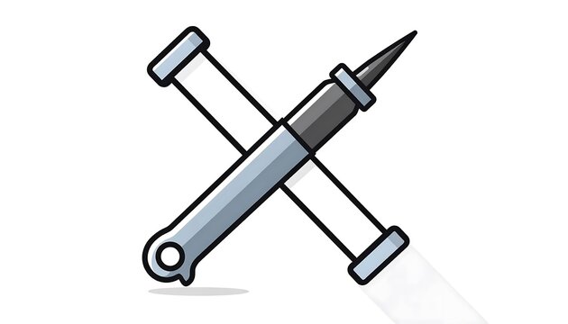 Crossed Metal Writing Tools Illustration.